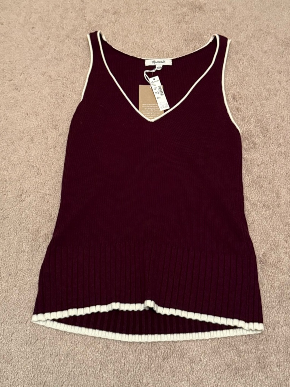 🆕 Madewell Burgundy V-Neck Knit Tank